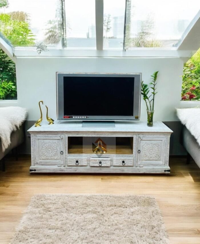 Mango Wood Carved TV Stand