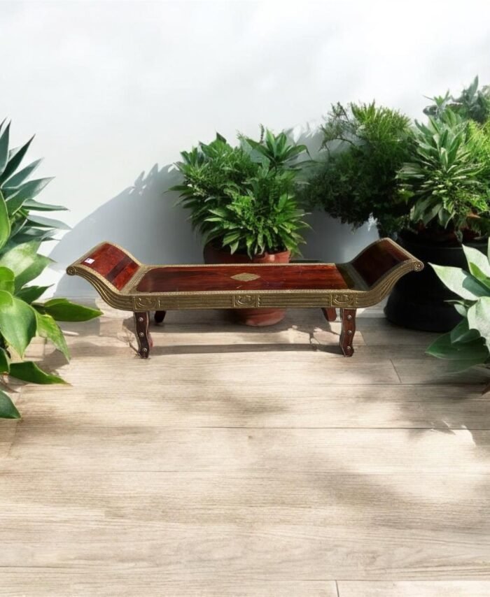 Sheesham Wood Diwan Cot with Brass Fittings