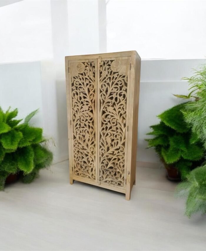 Mango Wood Carved Wardrobe