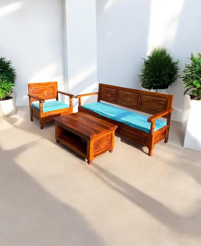 Sheesham Wood Sofa Set 3+1 without Center Table