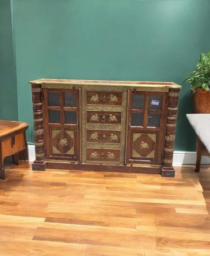 Sheesham Wood Sideboard with Brass Fittings