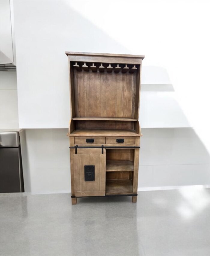 Mango Wood Bar Counter with Sliding Door