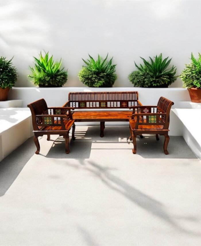 Wooden 5-Seater Sofa Set