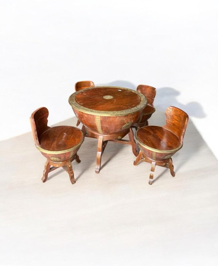 Wooden Round Table with 4 Chairs