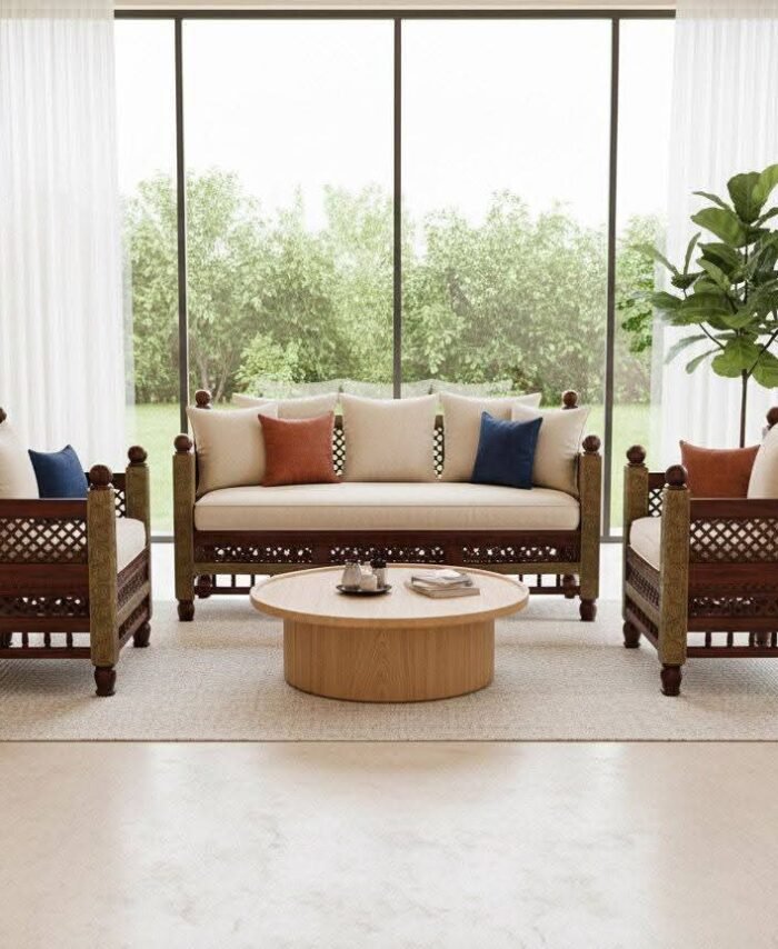 Royal Sheesham Wood Sofa Set – 3+1+1 Seater