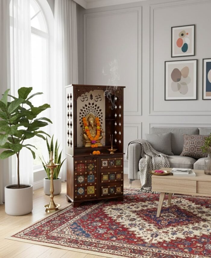 Handcrafted Solid Wood Home Temple / Mandir