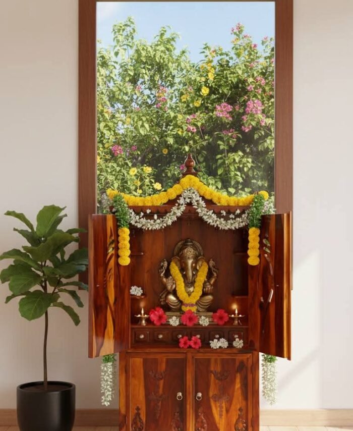 Premium Handcrafted Solid Wood Home Temple (Pooja Mandir)